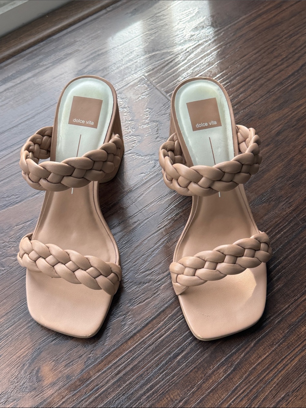 Dolce Vita Braided Double-Strap Slide Sandals in Tan